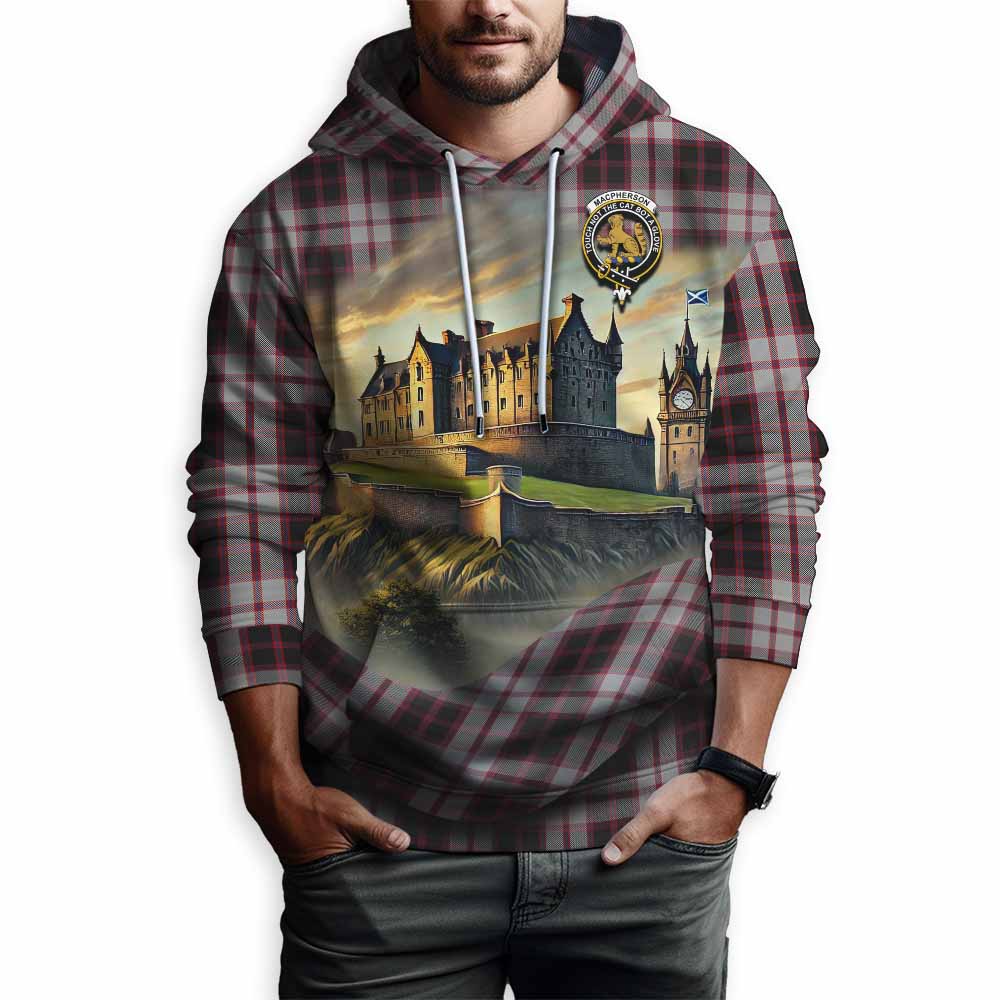 Tartan Vibes Clothing MacPherson (McPherson) Tartan Family Crest Hoodie with Scottish Ancient Castle Style