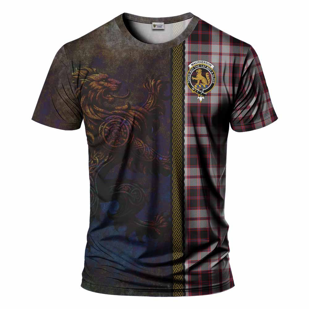 Tartan Vibes Clothing MacPherson (McPherson) Tartan Family Crest T-Shirt Alba Gu Brath Be Brave Lion Ancient Style