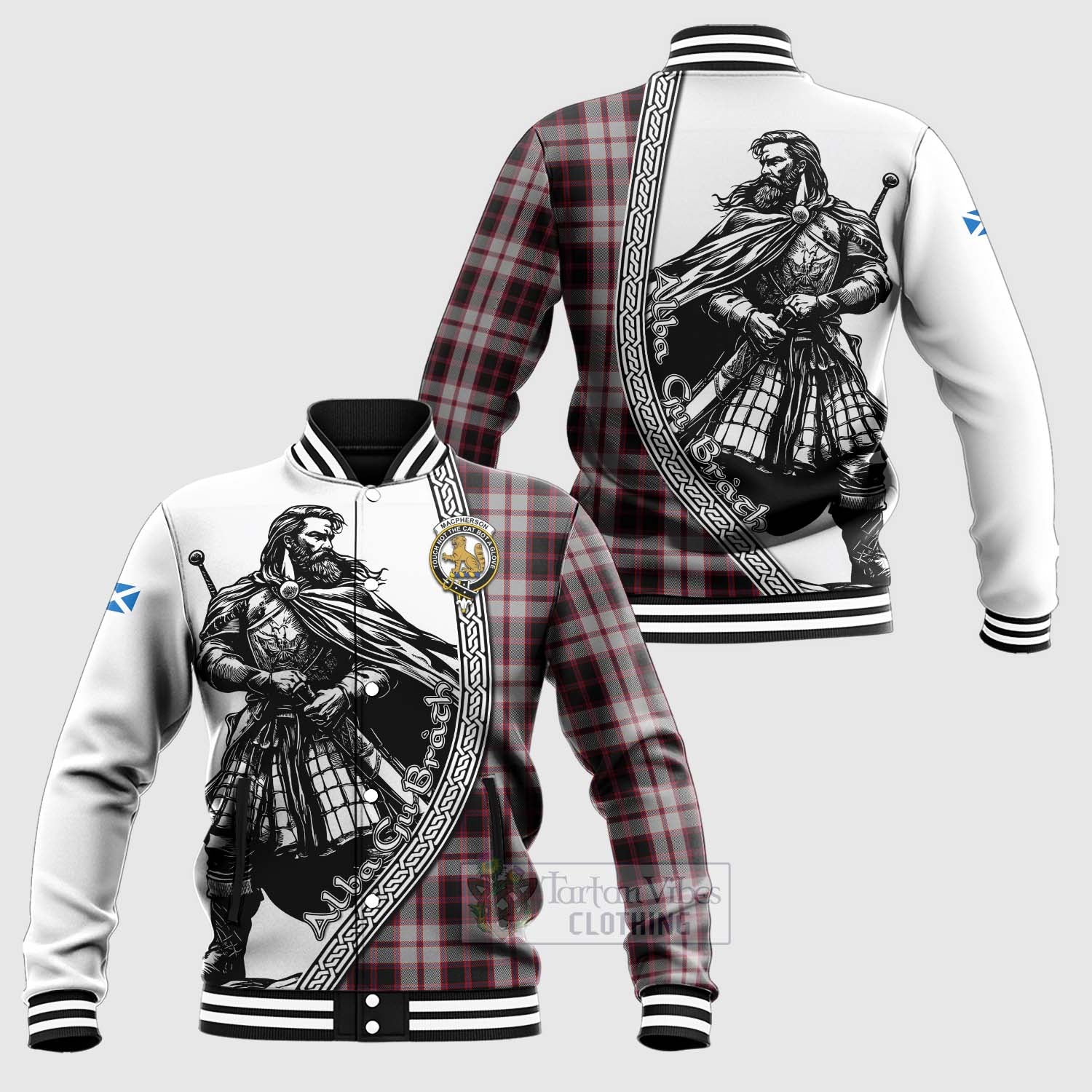 MacPherson (McPherson) Tartan Clan Crest Baseball Jacket with Highlander Warrior Celtic Style Unisex - Tartan Vibes Clothing