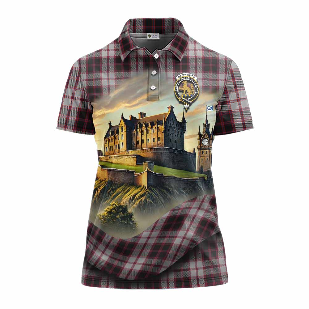 Tartan Vibes Clothing MacPherson (McPherson) Tartan Family Crest Women's Polo Shirt with Scottish Ancient Castle Stype