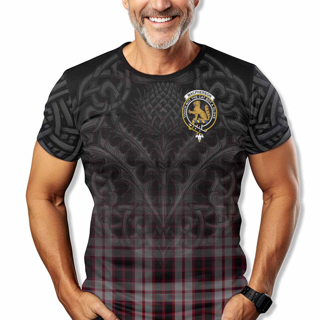 Tartan Vibes Clothing MacPherson (McPherson) Tartan T-Shirt with Family Crest Celtic Thistle Vibes