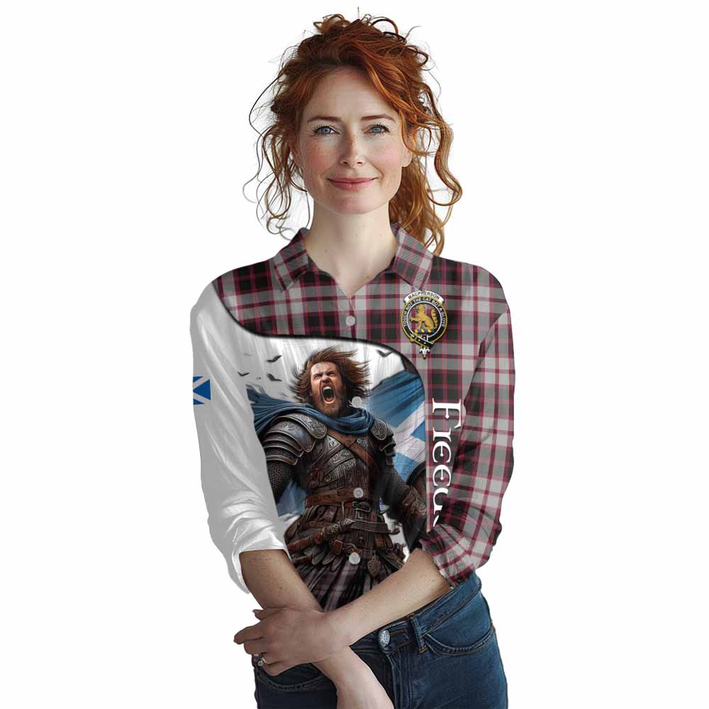 Tartan Vibes Clothing MacPherson (McPherson) Crest Tartan Women's Casual Shirt Inspired by the Freedom of Scottish Warrior