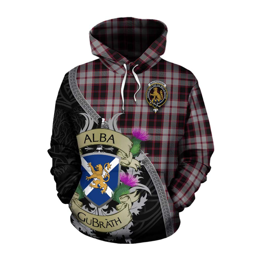 Tartan Vibes Clothing MacPherson (McPherson) Tartan Family Crest Cotton Hoodie Lion Rampant Royal Thistle Shield Celtic Inspired