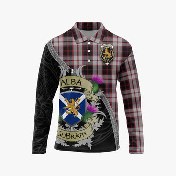 Tartan Vibes Clothing MacPherson (McPherson) Tartan Family Crest Long Sleeve Polo Shirt Lion Rampant Royal Thistle Shield Celtic Inspired