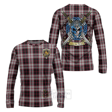 Tartan Vibes Clothing MacPherson (McPherson) Tartan Long Sleeve T-Shirt with Family Crest Celtic Skull Style