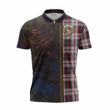 MacPherson (McPherson) Tartan Family Crest Zipper Polo Shirt Alba Gu Brath Be Brave Lion Ancient Style