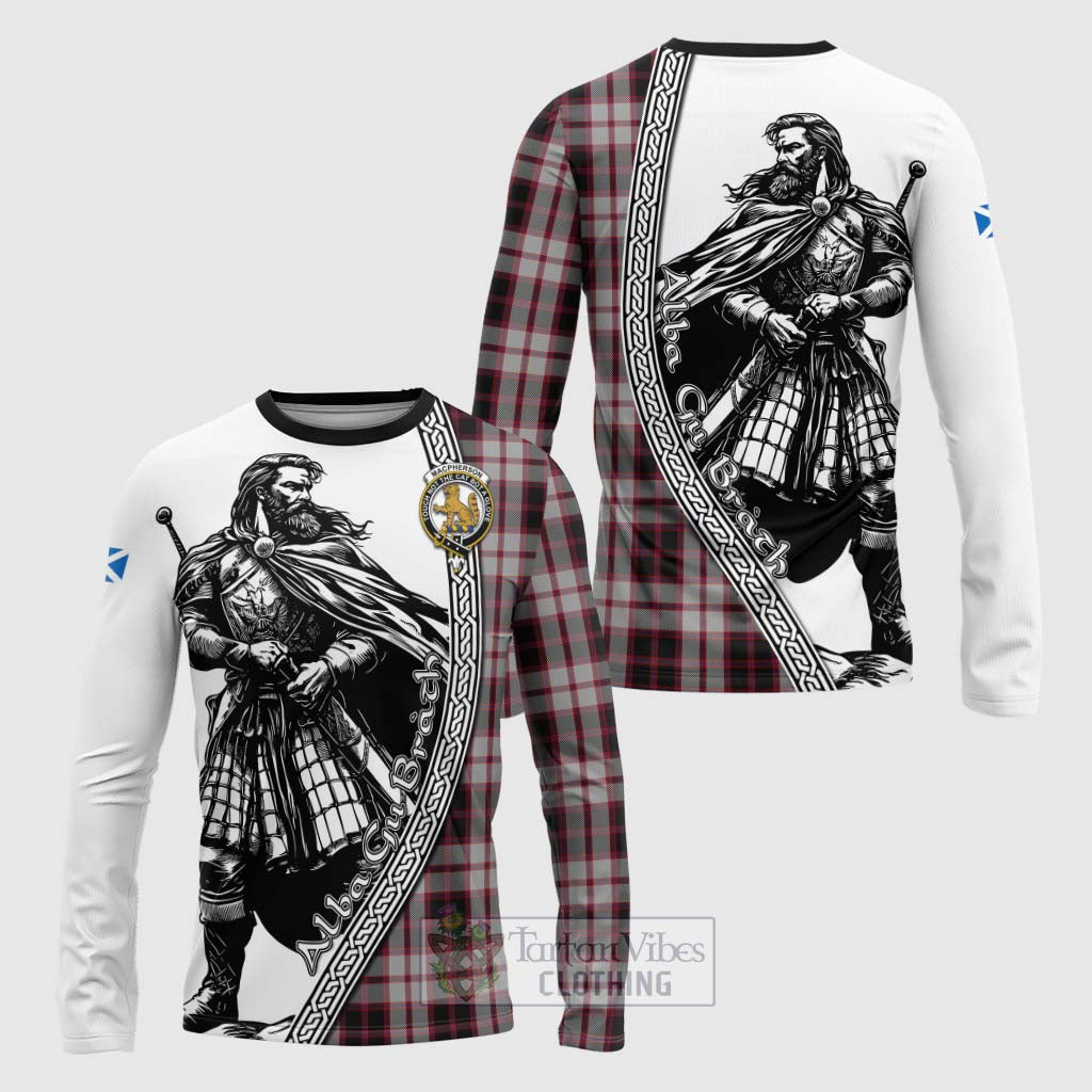 Tartan Vibes Clothing MacPherson (McPherson) Tartan Clan Crest Long Sleeve T-Shirt with Highlander Warrior Celtic Style