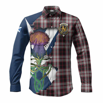 MacPherson (McPherson) Tartan Family Crest Long Sleeve Button Shirt Scottish Thistle Celtic Inspired