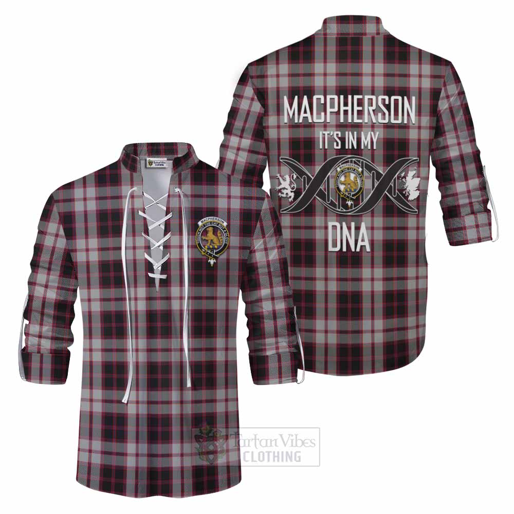 Tartan Vibes Clothing MacPherson (McPherson) Tartan Ghillie Kilt Shirt with Family Crest DNA In Me Style