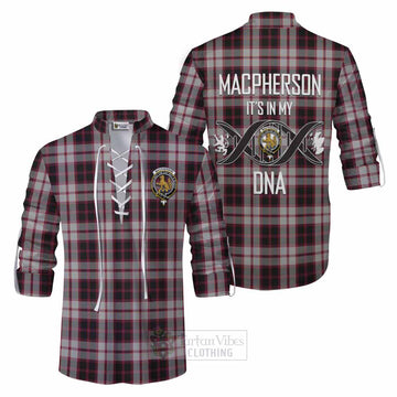 Tartan Vibes Clothing MacPherson (McPherson) Tartan Ghillie Kilt Shirt with Family Crest DNA In Me Style
