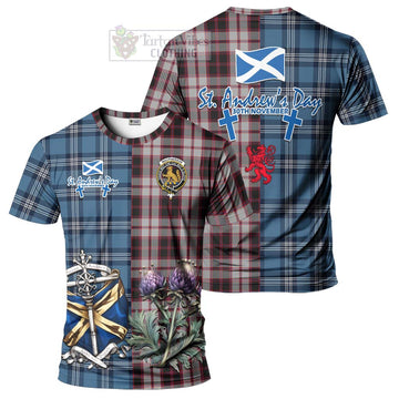 Tartan Vibes Clothing MacPherson (McPherson) Tartan T-Shirt Happy St. Andrew's Day Half Tartan Style