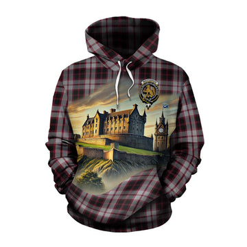 Tartan Vibes Clothing MacPherson (McPherson) Tartan Family Crest Cotton Hoodie with Scottish Ancient Castle Style