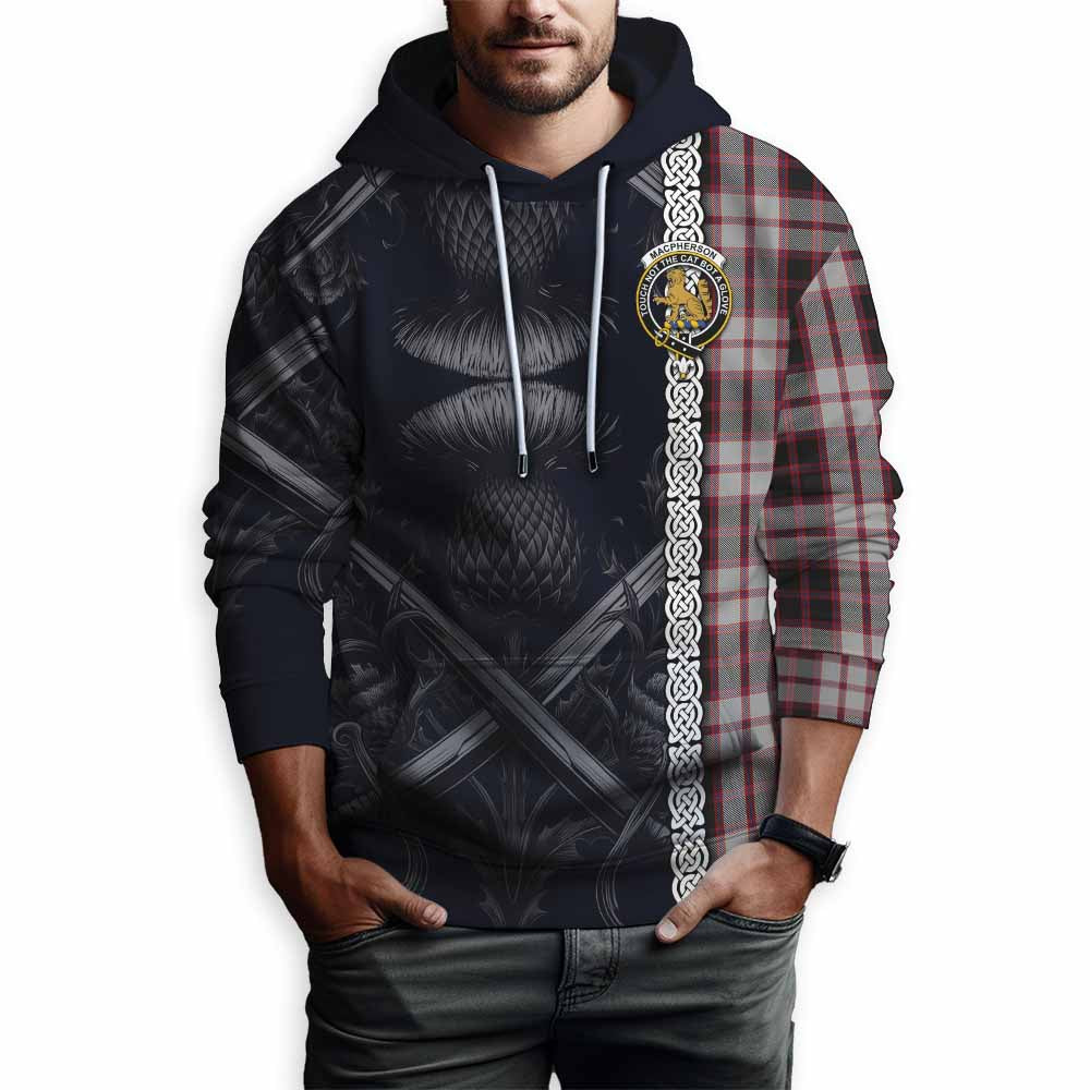 Tartan Vibes Clothing MacPherson (McPherson) Tartan Hoodie with Family Crest Cross Sword Thistle Celtic Vibes