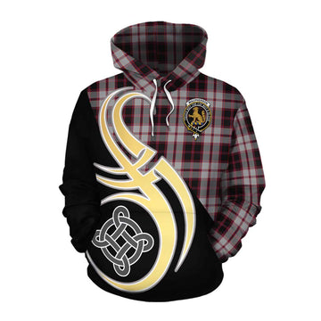 Tartan Vibes Clothing MacPherson (McPherson) Tartan Cotton Hoodie with Family Crest and Celtic Symbol Style
