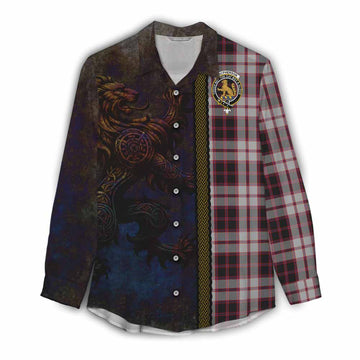 MacPherson (McPherson) Tartan Family Crest Women's Casual Shirt Alba Gu Brath Be Brave Lion Ancient Style