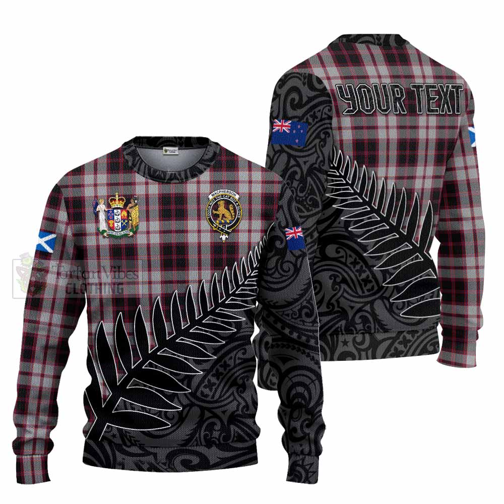 Tartan Vibes Clothing MacPherson (McPherson) Crest Tartan Knitted Sweater with New Zealand Silver Fern Half Style