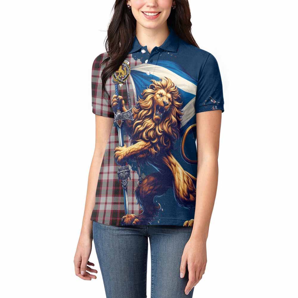 Tartan Vibes Clothing MacPherson (McPherson) Tartan Family Crest Women's Polo Shirt with Scottish Majestic Lion