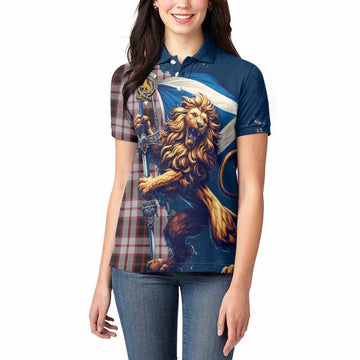 Tartan Vibes Clothing MacPherson (McPherson) Tartan Family Crest Women's Polo Shirt with Scottish Majestic Lion