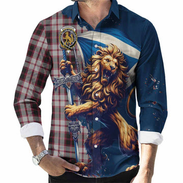 MacPherson (McPherson) Tartan Family Crest Long Sleeve Button Shirt with Scottish Majestic Lion