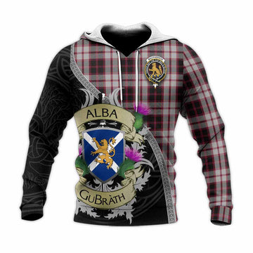 Tartan Vibes Clothing MacPherson (McPherson) Tartan Family Crest Knitted Hoodie Lion Rampant Royal Thistle Shield Celtic Inspired