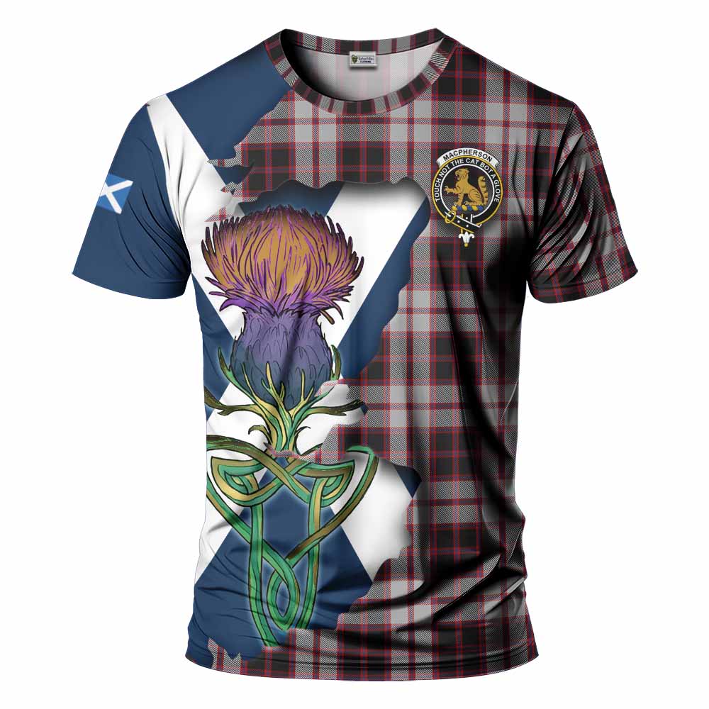 Tartan Vibes Clothing MacPherson (McPherson) Tartan Family Crest T-Shirt Scottish Thistle Celtic Inspired