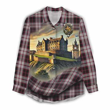 Tartan Vibes Clothing MacPherson (McPherson) Tartan Family Crest Women's Casual Shirt with Scottish Ancient Castle Style
