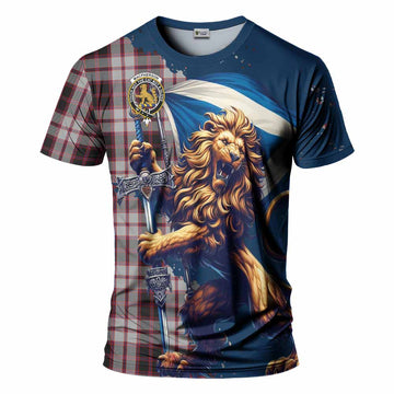 Tartan Vibes Clothing MacPherson (McPherson) Tartan Family Crest T-Shirt with Scottish Majestic Lion