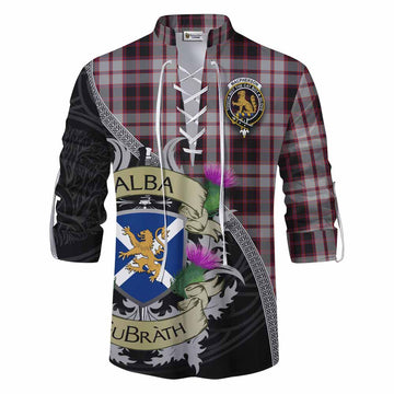 Tartan Vibes Clothing MacPherson (McPherson) Tartan Family Crest Ghillie Kilt Shirt Lion Rampant Royal Thistle Shield Celtic Inspired