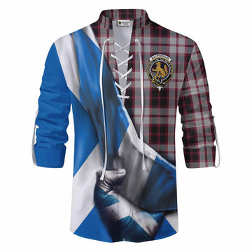 Tartan Vibes Clothing MacPherson (McPherson) Tartan Ghillie Kilt Shirt with Family Crest Scotland Patriotic Style