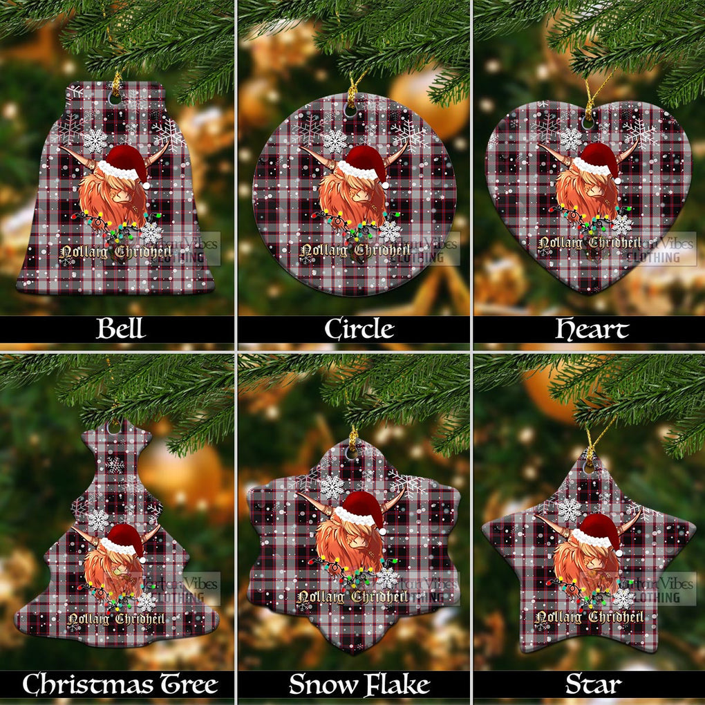 Tartan Vibes Clothing MacPherson (McPherson) Clan Tartan Ornament with Christmas Twinkle Highland Cattle