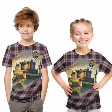 MacPherson (McPherson) Tartan Family Crest Kid T-Shirt with Scottish Ancient Castle Style