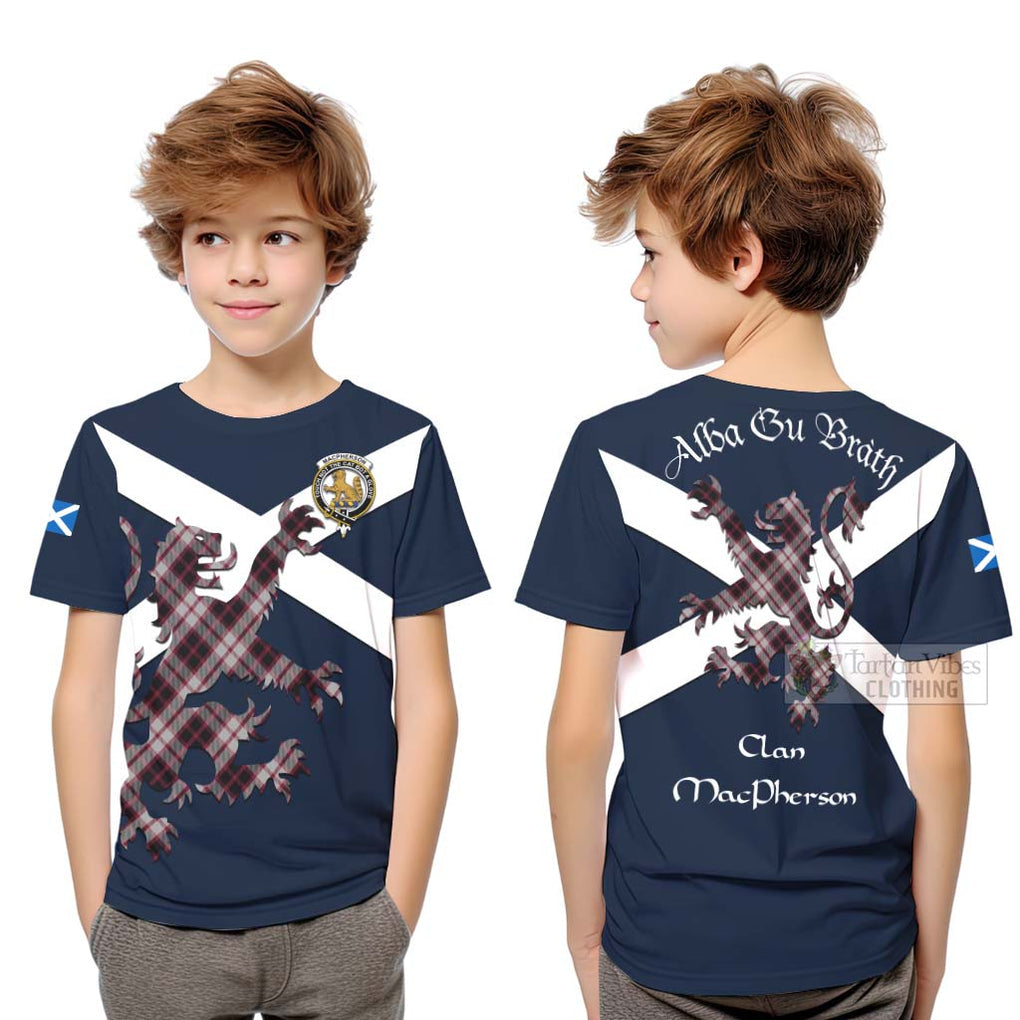 Tartan Vibes Clothing MacPherson (McPherson) Tartan Lion Rampant Kid T-Shirt – Proudly Display Your Heritage with Alba Gu Brath and Clan Name