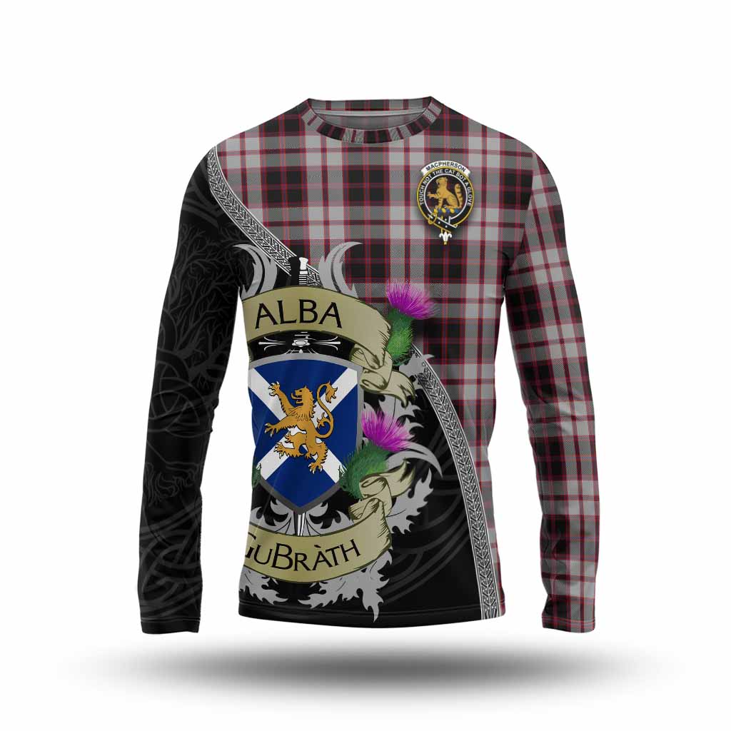 Tartan Vibes Clothing MacPherson (McPherson) Tartan Family Crest Long Sleeve T-Shirt Lion Rampant Royal Thistle Shield Celtic Inspired