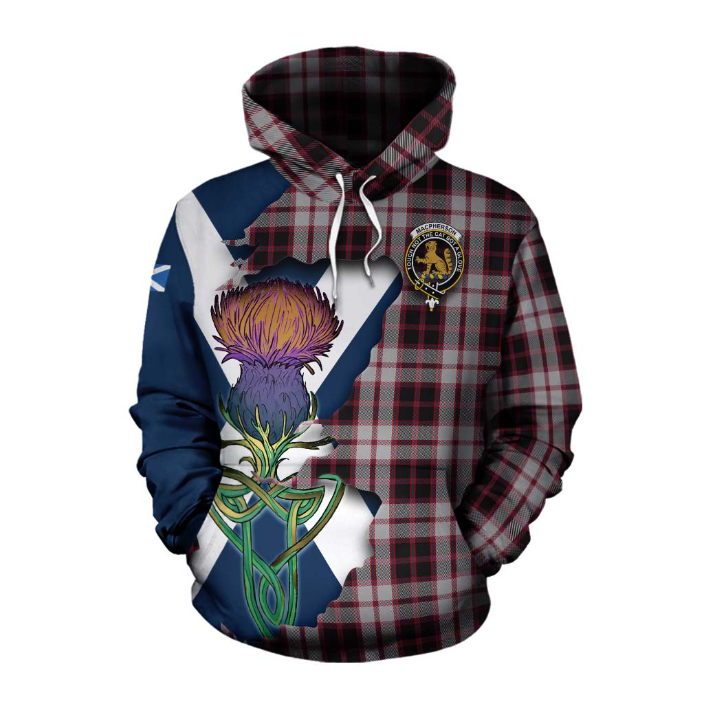 Tartan Vibes Clothing MacPherson (McPherson) Tartan Family Crest Cotton Hoodie Scottish Thistle Celtic Inspired