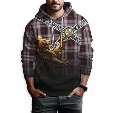 MacPherson (McPherson) Crest Tartan Hoodie with Golden Lion Emblem Celtic Style