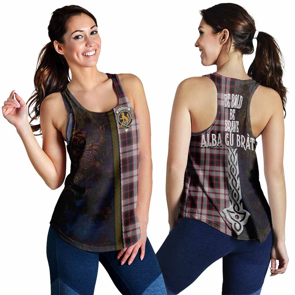 Tartan Vibes Clothing MacPherson (McPherson) Tartan Family Crest Women's Racerback Tanks Alba Gu Brath Be Brave Lion Ancient Style