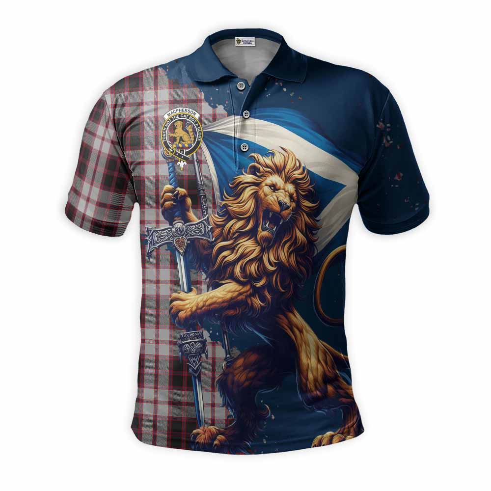 Tartan Vibes Clothing MacPherson (McPherson) Tartan Family Crest Men's Polo Shirt with Scottish Majestic Lion