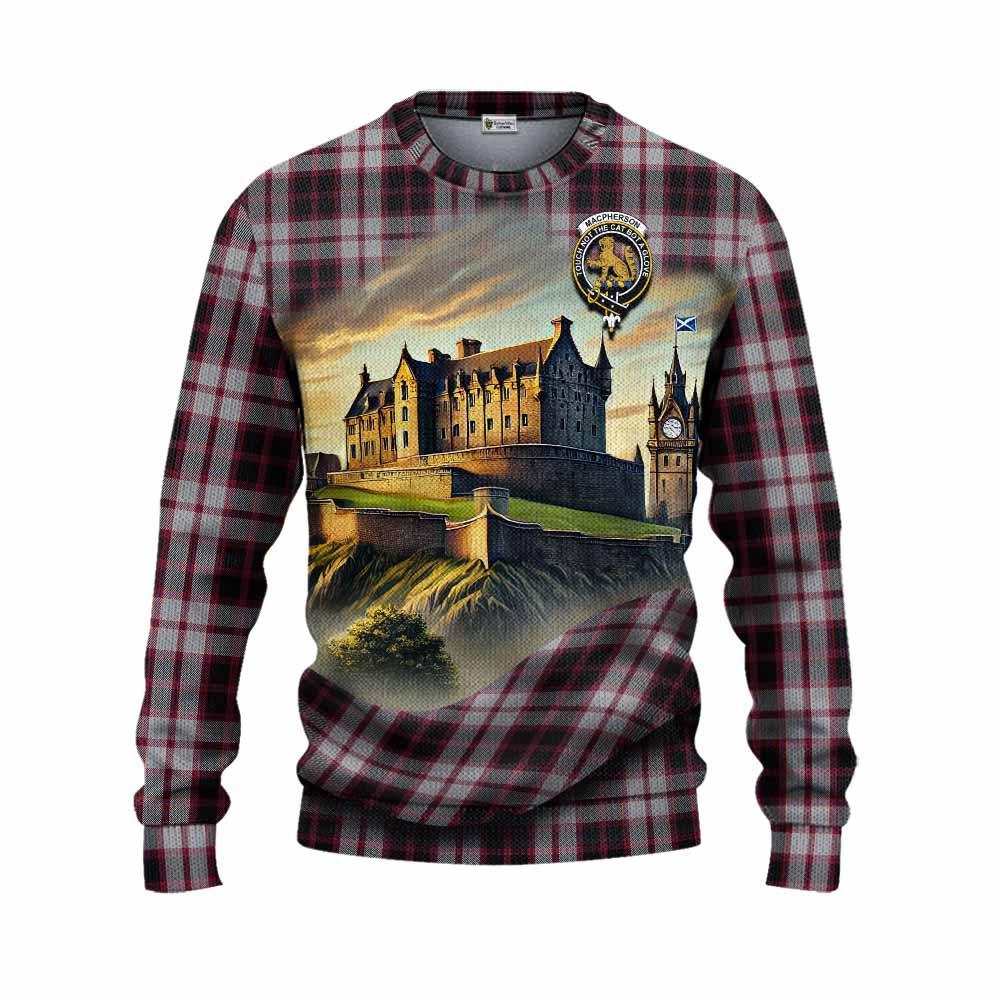 Tartan Vibes Clothing MacPherson (McPherson) Tartan Family Crest Knitted Sweater with Scottish Ancient Castle Style