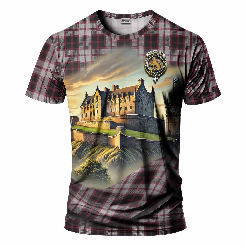 Tartan Vibes Clothing MacPherson (McPherson) Tartan Family Crest T-Shirt with Scottish Ancient Castle Stype
