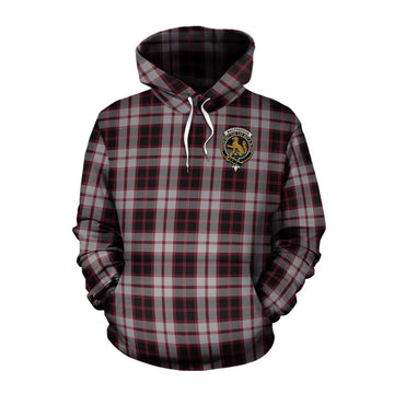 Tartan Vibes Clothing MacPherson (McPherson) Tartan Cotton Hoodie with Family Crest Celtic Skull Style