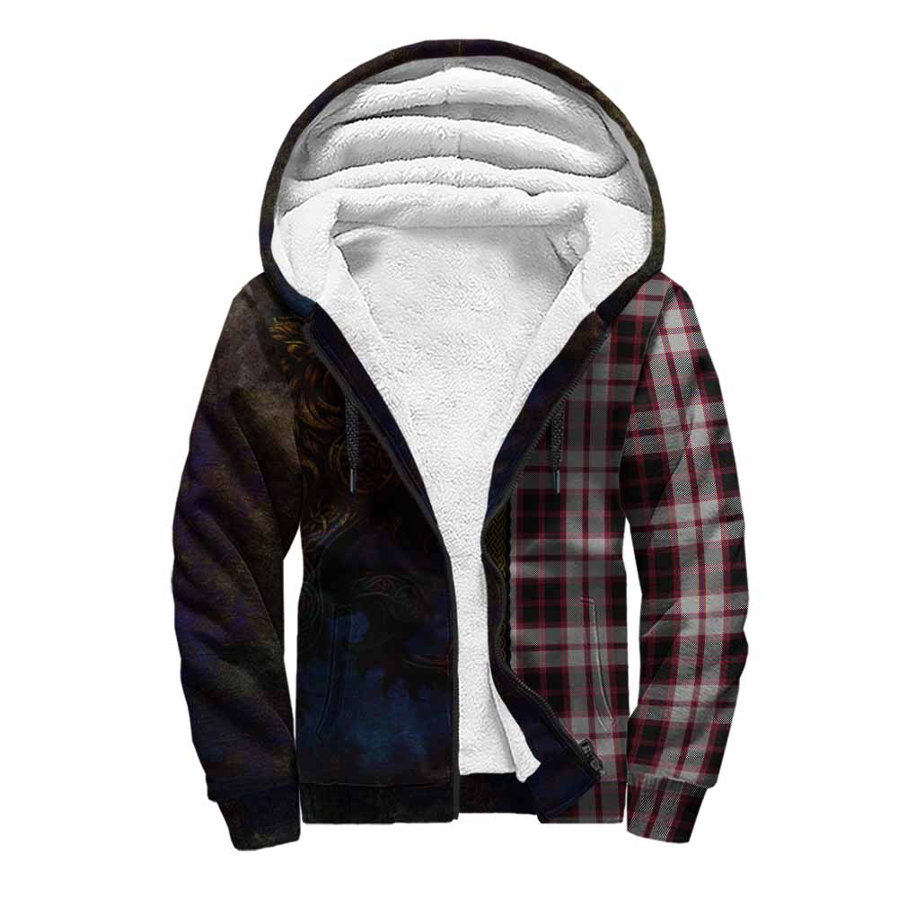 Tartan Vibes Clothing MacPherson (McPherson) Tartan Family Crest Sherpa Hoodie Alba Gu Brath Be Brave Lion Ancient Style