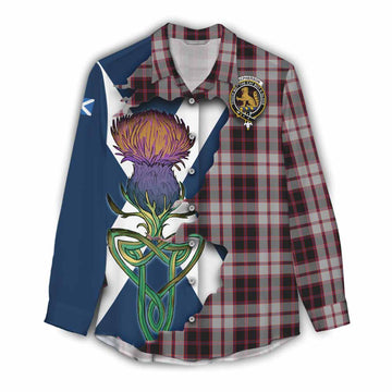 Tartan Vibes Clothing MacPherson (McPherson) Tartan Family Crest Women's Casual Shirt Scottish Thistle Celtic Inspired