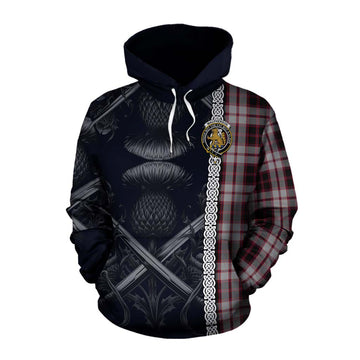 Tartan Vibes Clothing MacPherson (McPherson) Tartan Cotton Hoodie with Family Crest Cross Sword Thistle Celtic Vibes