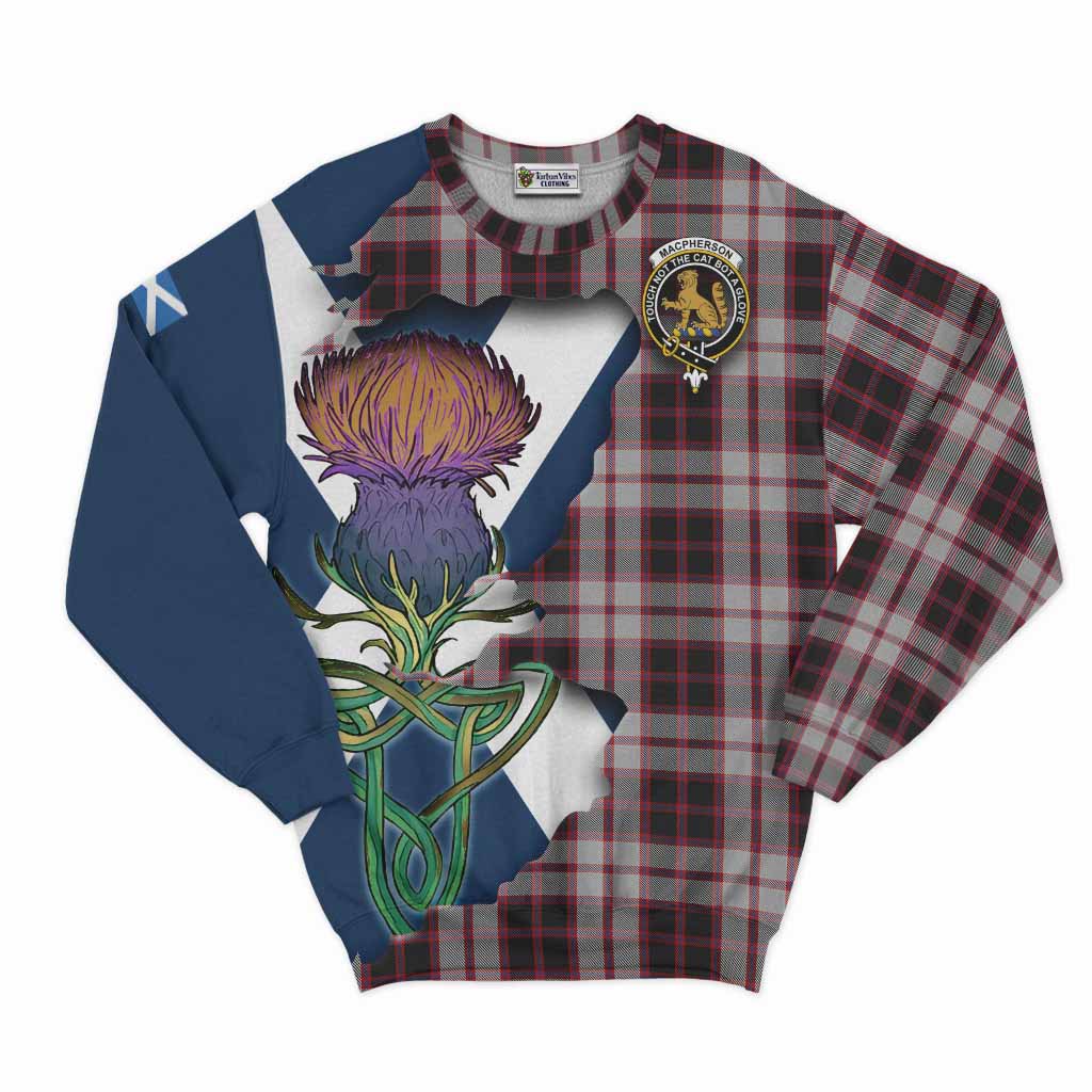 Tartan Vibes Clothing MacPherson (McPherson) Tartan Family Crest Sweatshirt Scottish Thistle Celtic Inspired