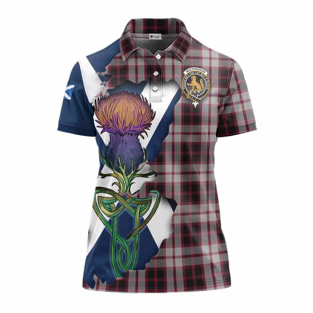Tartan Vibes Clothing MacPherson (McPherson) Tartan Family Crest Women's Polo Shirt Scottish Thistle Celtic Inspired