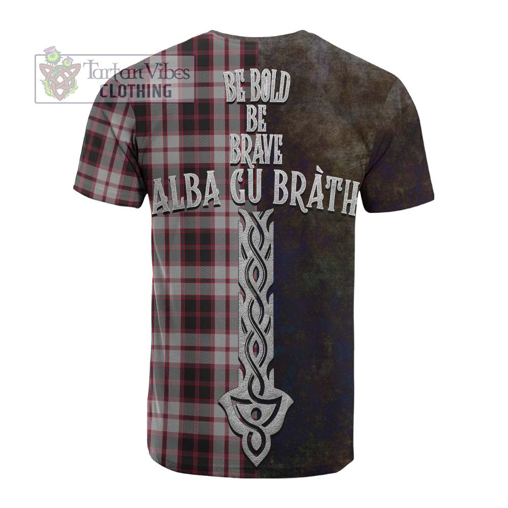 Tartan Vibes Clothing MacPherson (McPherson) Tartan Family Crest Cotton T-shirt Alba Gu Brath Be Brave Lion Ancient Style