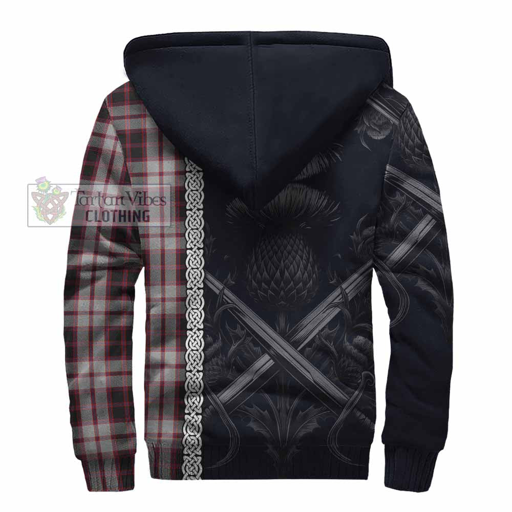 Tartan Vibes Clothing MacPherson (McPherson) Tartan Sherpa Hoodie with Family Crest Cross Sword Thistle Celtic Vibes