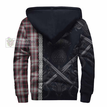 MacPherson (McPherson) Tartan Sherpa Hoodie with Family Crest Cross Sword Thistle Celtic Vibes