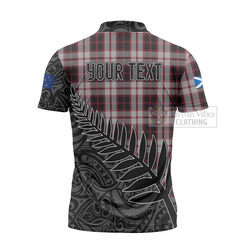 Tartan Vibes Clothing MacPherson (McPherson) Crest Tartan Zipper Polo Shirt with New Zealand Silver Fern Half Style