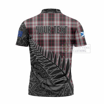 Tartan Vibes Clothing MacPherson (McPherson) Crest Tartan Zipper Polo Shirt with New Zealand Silver Fern Half Style